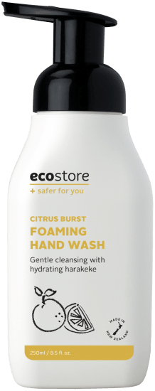 Ecostore Citrus Burst Foaming Hand Wash in 250ml, features plant-based ingredients and a refreshing citrus scent for gentle cleaning.