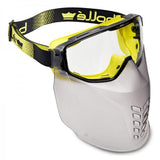 Bolle Safety Universal Goggle with Mouthguard, featuring anti-fog lens, adjustable faceguard, and lightweight vented frame.