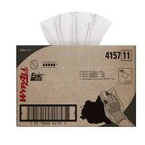 Wypall Epic Box Wipers 4157: 150 large, durable white cleaning cloths with built-in dispenser for hygienic single use.