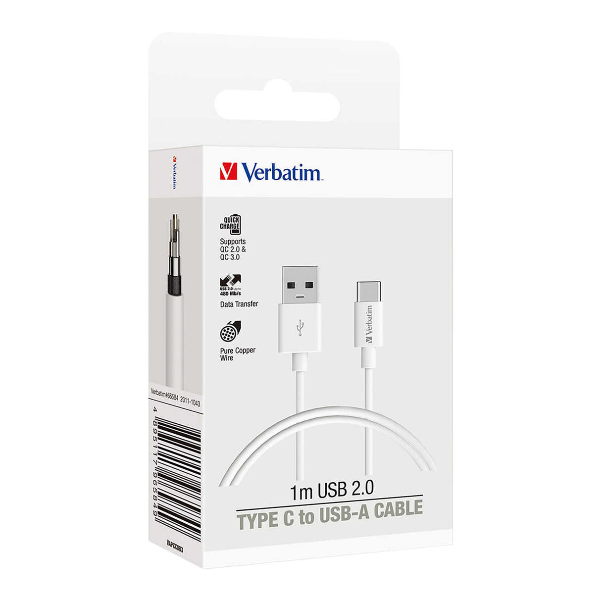 Verbatim Charge & Sync USB -C Cable 1m White