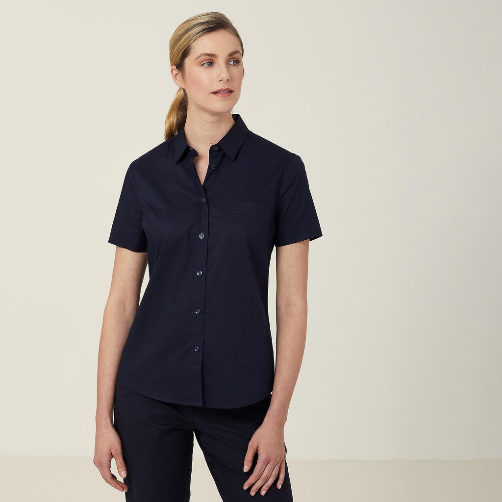 NNT, Avignon Stretch Short Sleeve Shirt, CATUK8 - Navy (Size: 12)