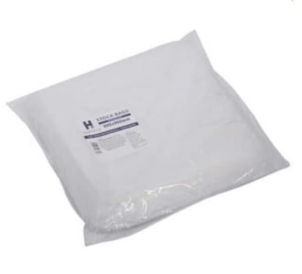 Harveys clear plastic stock bags, 500 x 750mm, 30mu thickness, 250-pack for versatile and reliable packaging solutions.