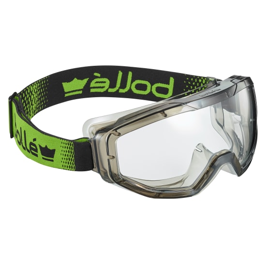 Bolle Safety Globe Sealed Goggle with a translucent black frame for panoramic vision and excellent eye protection.