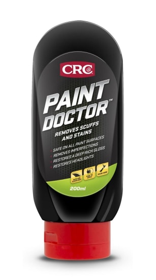 CRC Paint Doctor 200ml bottle for removing scratches, swirl marks, and restoring gloss on all auto paint surfaces.