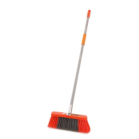 Heavy-duty Browns Industrial Yard Broom with 355mm plastic stock and 1.35m metal handle for efficient outdoor sweeping.