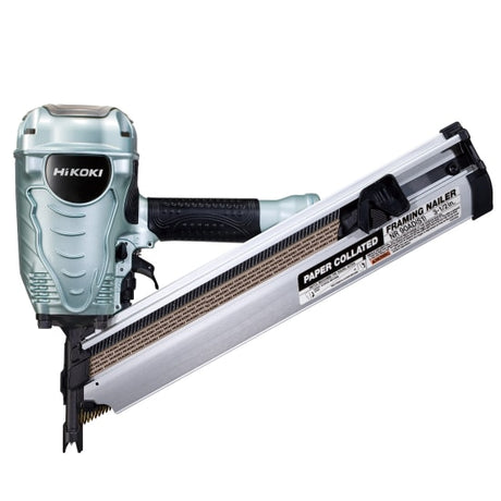 HiKOKI 90mm D Head Framing Nailer, lightweight air tool for fast nailing in production with tool-less depth adjustment.