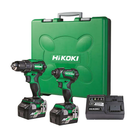 HiKOKI 18V Impact Drill & Driver Kit: Compact, powerful tools with brushless motors, 70Nm drill torque, and 175Nm driver torque.