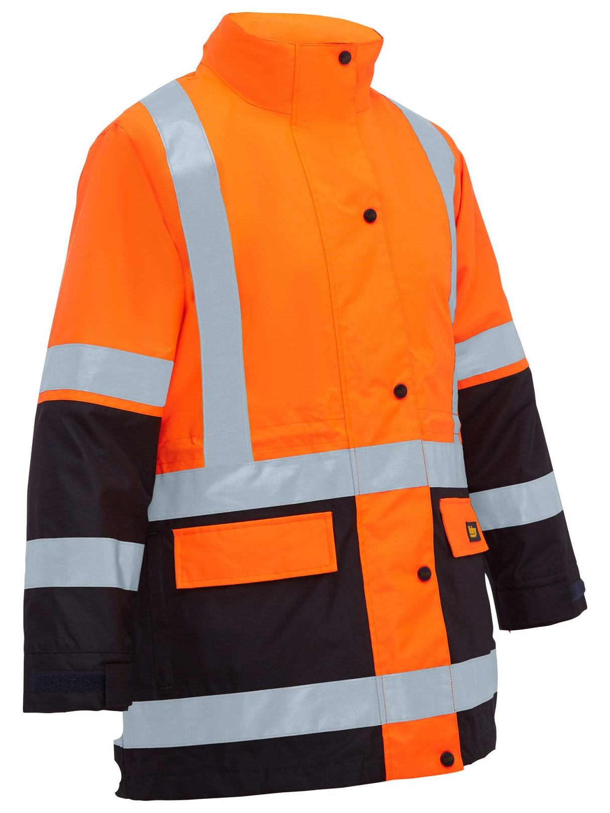 Bisley, Women's Hi Vis 5-in-1 Rain Jacket, BKL6975 - Orange/Navy (Size: 20)