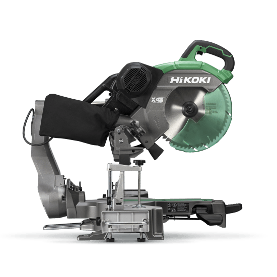 HiKOKI 1520W 305mm Slide Compound Mitre Saw with new motor, one-touch settings, and integrated cut indicator for precision cutting.