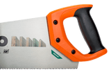 Bahco PrizeCut Universal Handsaw-550mm with ergonomic handle, hardpoint teeth for precise wood cutting, and marking guide feature.