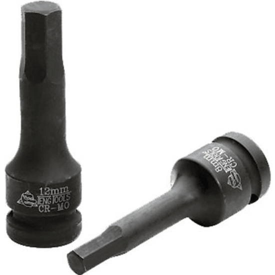 Teng 3/8in Dr. Hex Bit Impact Socket 4mm, black phosphate finish for durability, ideal for hex and grub screw applications.