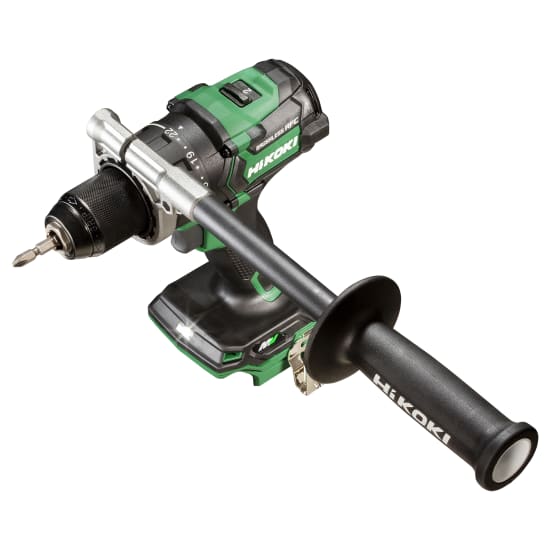 Image of HiKOKI 36V Driver Drill showcasing its robust design, 13mm keyless chuck, and advanced safety features.