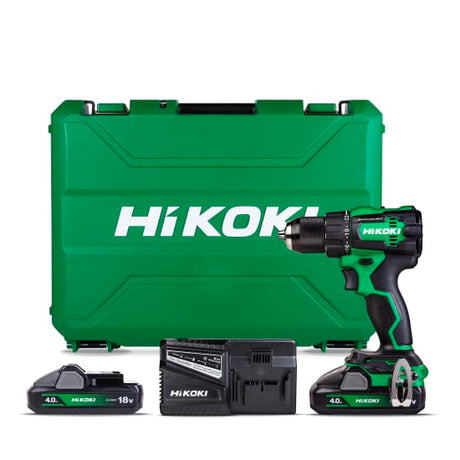 HiKOKI 18V Impact Drill DV18DE(GMZ)-Kit with brushless motor, 22-stage clutch, and LED light for versatile drilling tasks.