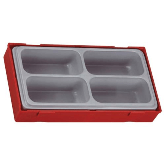 Teng Add-On Compartment with four spacious compartments for organized storage of small tools and materials, featuring a removable lid.