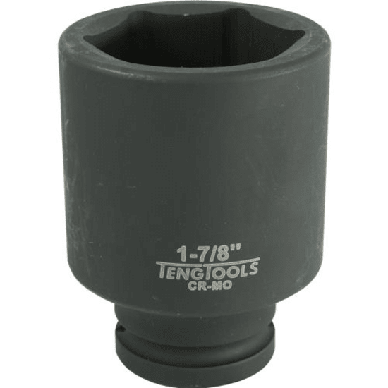 Teng 3/4in deep impact socket 1-7/8in, chrome molybdenum, black phosphate finish, secure DIN design, includes socket clip.