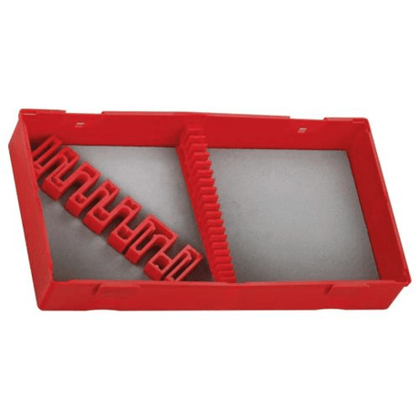 Teng Add-On Tray featuring removable lid, clip holders for tools, and protective mat for organized workspace efficiency.