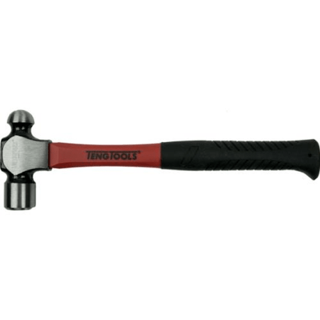 Teng 16oz Ball Pein Hammer with double-headed design, fiberglass shaft for durability, ideal for metalworking and construction.