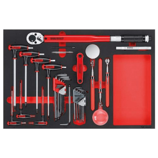 Teng Torque Wrench Hex/TX & Inspection Tool Set - 17-piece set with organized EVA foam inserts for precision tool access.