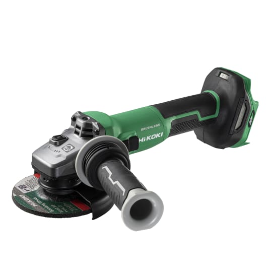 HiKOKI 36V 125mm Angle Grinder with brushless motor, LED lights, and multiple safety features for precision in cutting and grinding tasks.