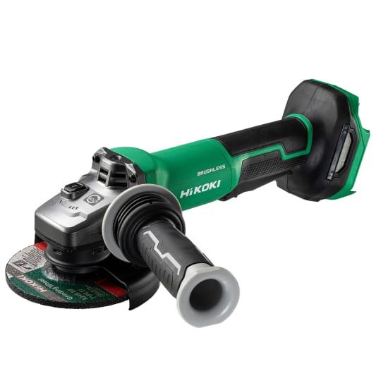 HiKOKI 18V 125mm Paddle Switch Angle Grinder with safety features, brushless motor, and anti-vibration handle for optimal control.