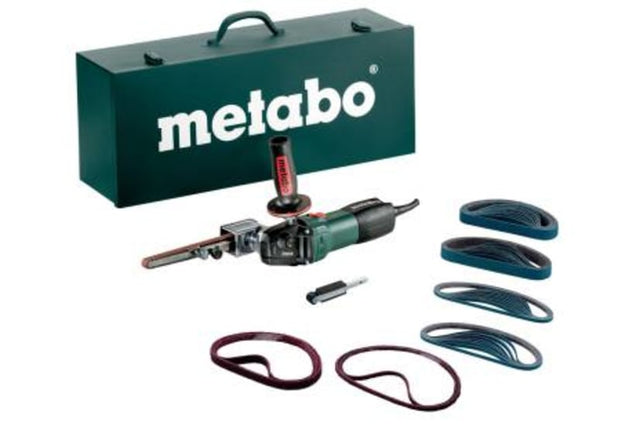 Metabo 950W INOX Band File BFE 9-20 SET, a versatile tool for precise grinding and burnishing in tight spaces.