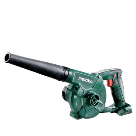 Lightweight Metabo 18V Blower AG18, powerful with 3.2 m/min air volume, variable speed for efficient outdoor cleaning.