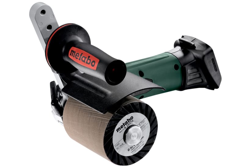 Metabo 18V Linisher/Burnisher S 18 LTX 115, a cordless tool for precise polishing and grinding of stainless steel surfaces.