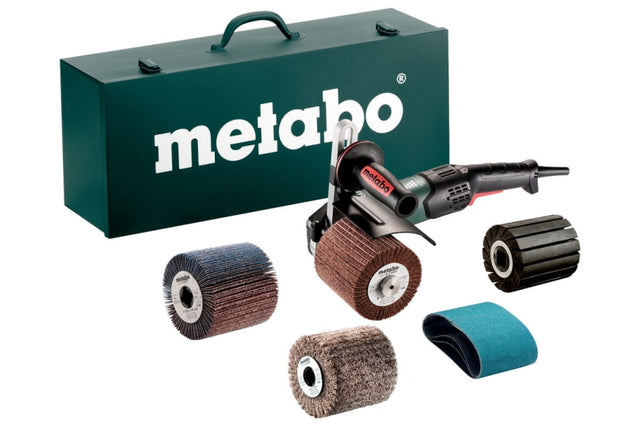 Metabo 1700W Rat Tail Burnisher SE 17-200 RT SET, a powerful corded tool for polishing and finishing stainless steel with ergonomic design.