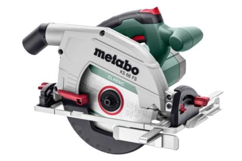 High-performance Metabo 1500W circular saw with 66mm blade, precise cuts, soft-grip handle, and extraction support.