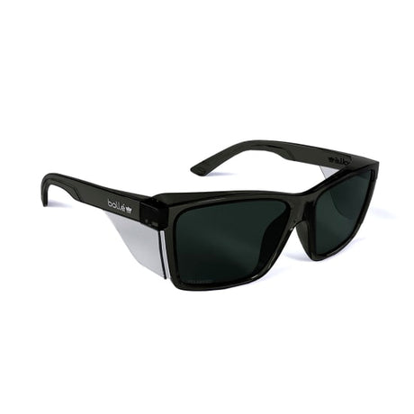 Bolle STKS 420 safety glasses with polarised lenses in a stylish graphite frame, eco-friendly design for optimal eye protection.