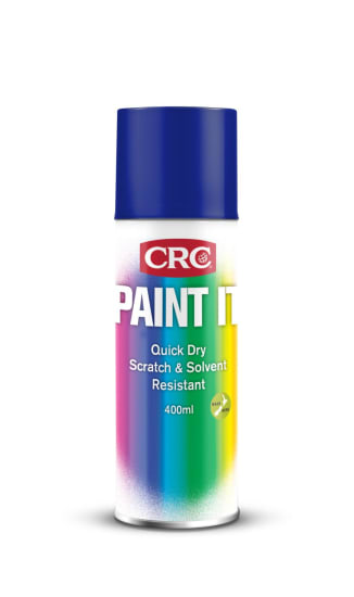 Six-pack of CRC 3374 Ocean Blue spray paint, quick-drying enamel for versatile interior and exterior projects.