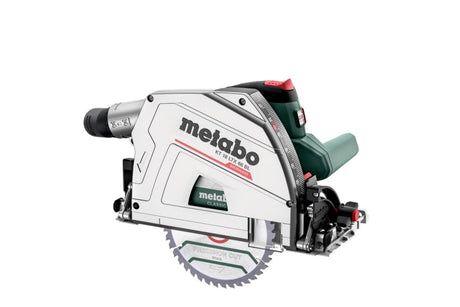 Metabo 18V plunge cut circular saw with brushless motor, 66mm depth, precise cuts, low-dust operation, and fast brake feature.