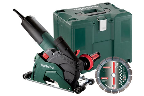 Metabo 1350W 125mm Diamond Cutting System: compact tool for precise, low-dust cutting in mineral materials with efficient dust extraction.