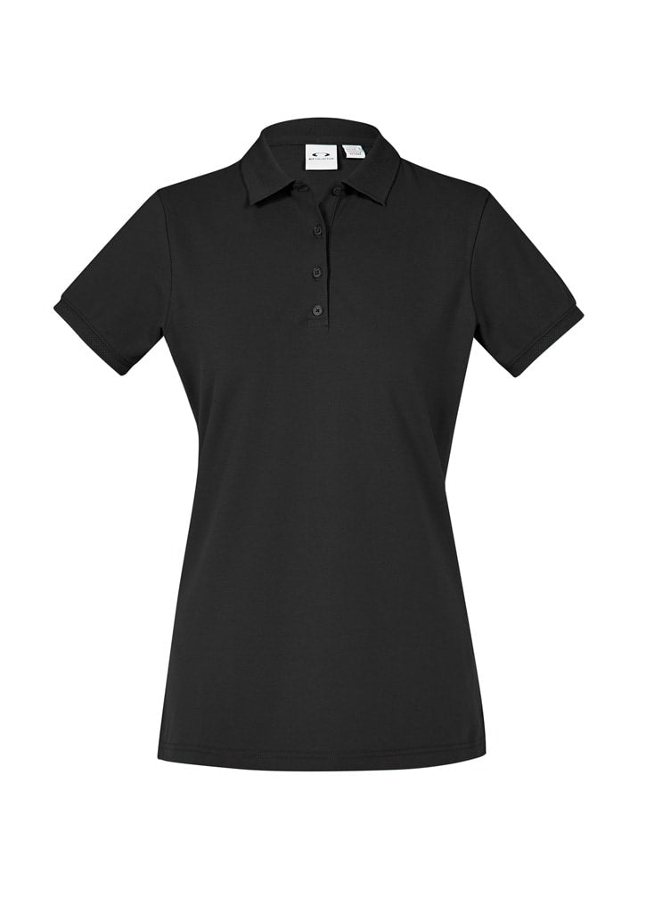 Womens City Short Sleeve Polo - Black - Black (Size: 20)