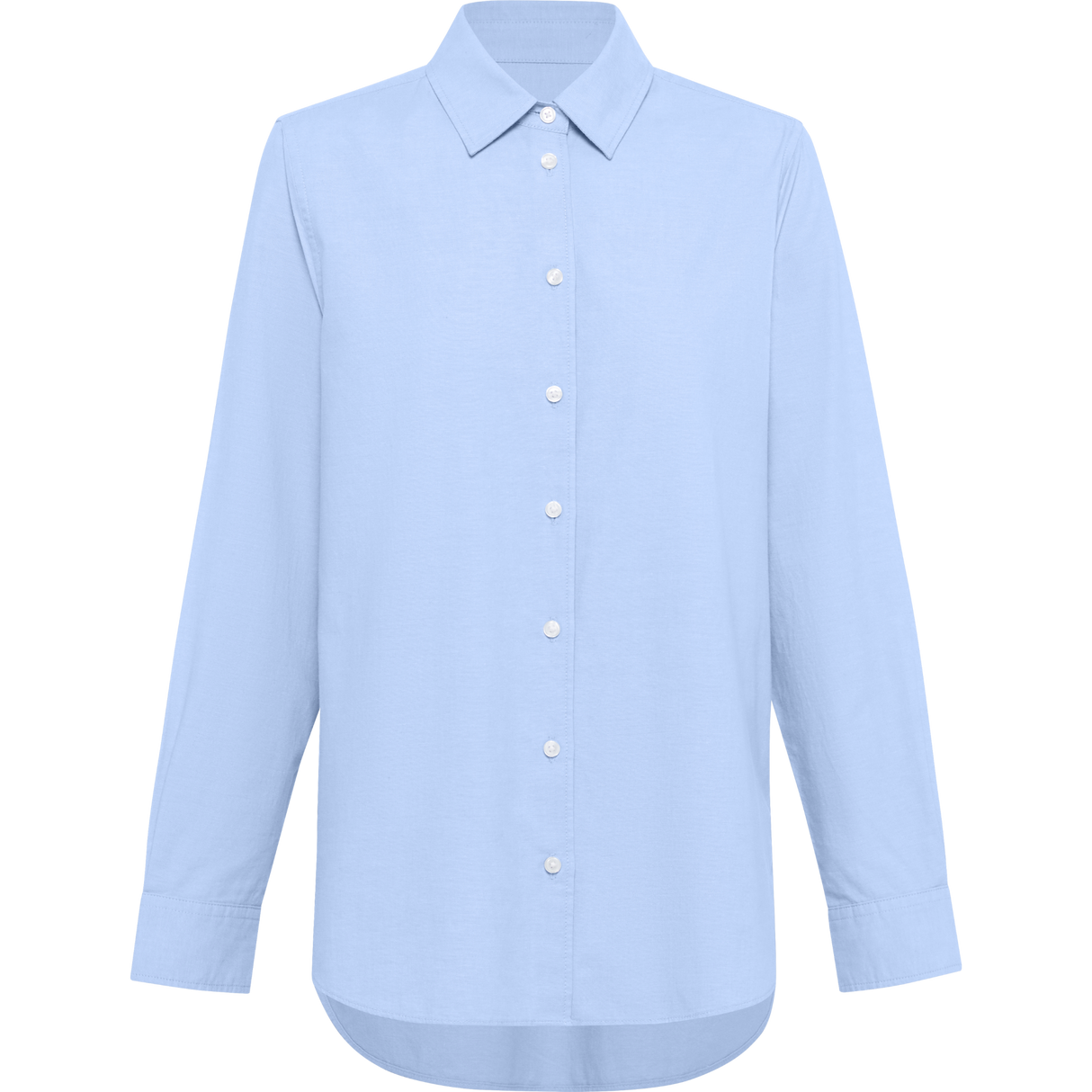 Cotton Chambray Long Sleeved Relaxed Shirt Women's - Light Blue (Size: 16)