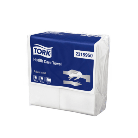 Tork Advance Health Care Towel, 39cm x 39cm, strong and absorbent, ideal for hygiene in healthcare settings, 100 towels per pack.