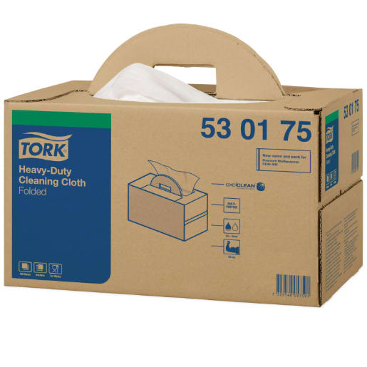 Tork 530175 Heavy Duty Folded Cleaning Cloth White 120 (Handy Box)