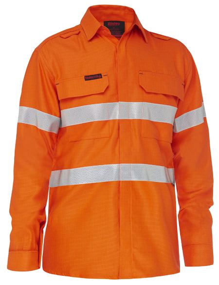 Bisley, 7.1cal Apex Hi Vis FR Ripstop Vented Shirt - Orange - SM