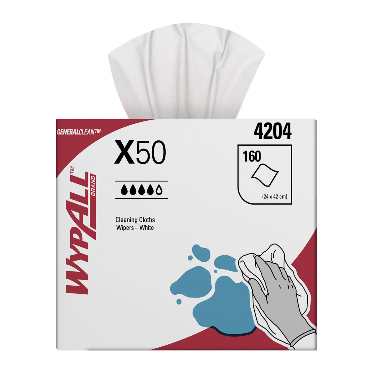 X50 4204 Pop-Up Wipers Single Sheet White 160 Wipers/Box - WypALL