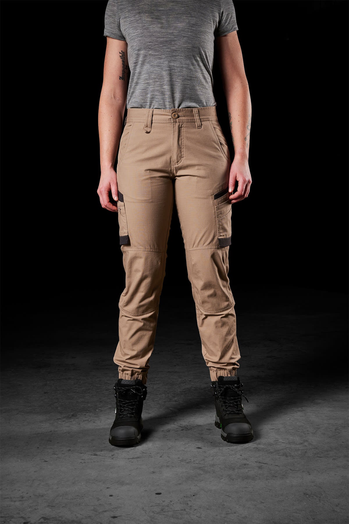 FXD Womens Cuffed Stretch Ripstop Work Pants WP-8W - Khaki (Size: 18)