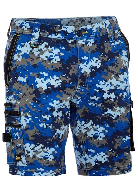 Bisley,FLX&MOVE Stretch Camo Cargo Short, BSHC1337 - Marine Digi (Size: 132)