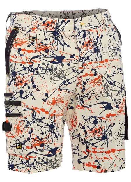 Bisley,FLX&MOVE Stretch Camo Cargo Short, BSHC1337 - Orange/Paint (Size: 82)
