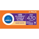 Olsent Screw Candle Bulb Led 4w 470 Lumen Warm White 2pack