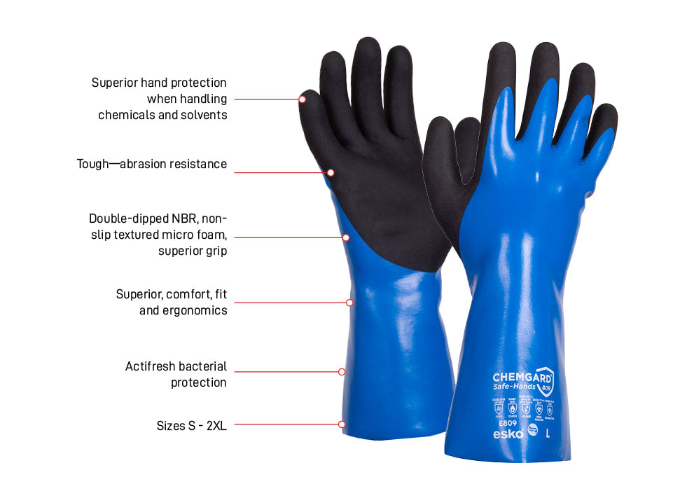 CHEMGARD DOUBLE-DIPPED NBR 30CM GAUNTLET GLOVE (Pair) - Blue - 2XL