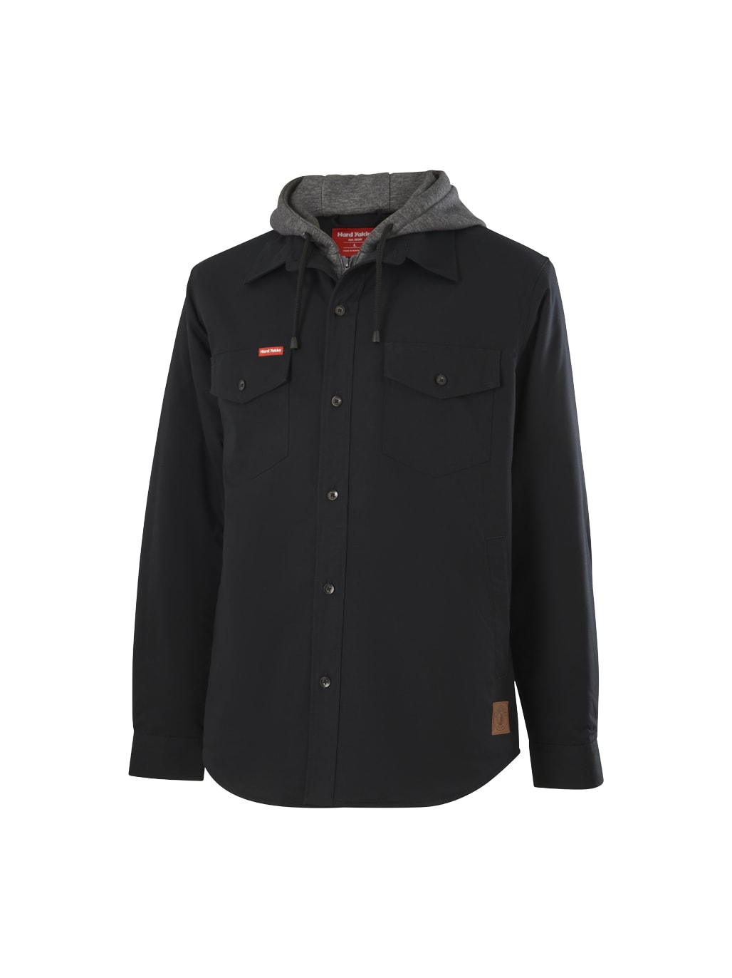 Hard Yakka, Quilted Solid Shacket, Y06691 - Black (Size: L)