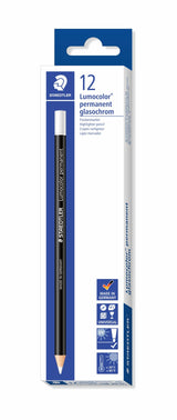 Lumocolor Glasochrom Permanent Pencil - White (Pack of 12)