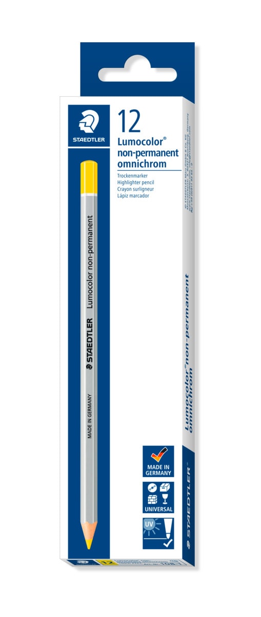 Lumocolor Omnichrom Non Permanent Pencil - Yellow (Pack of 12)