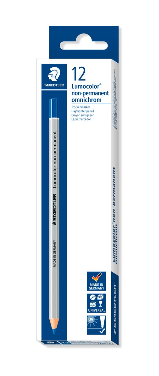 Lumocolor Omnichrom Non Permanent Pencil - Blue (Pack of 12)