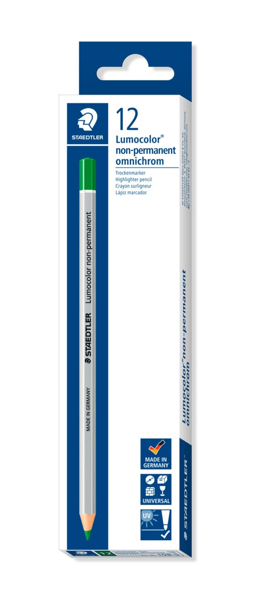 Lumocolor Omnichrom Non Permanent Pencil - Green (Pack of 12)