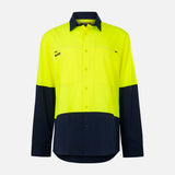 KingGee K54036 Men's Drycool Hi Vis Spliced Shirt - Orange/Navy - XS
